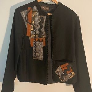 Vintage Black patterned wool jacket L